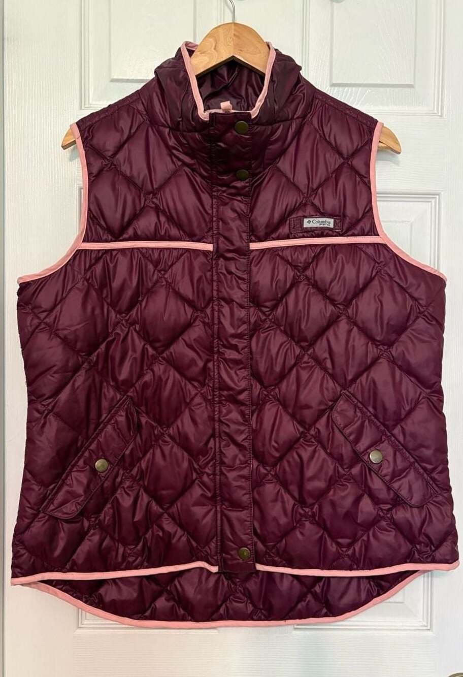 GUC Columbia PFG Women's Harborside Diamond Quilted Puffer Vest Maroon/Pink XL